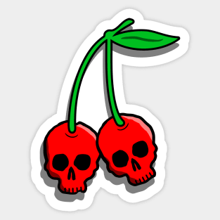 cherry skulls on blue gingham Sticker